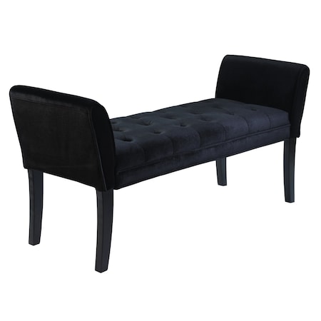 Armen Living Chatham Bench in Black Velvet LC0845BEBL